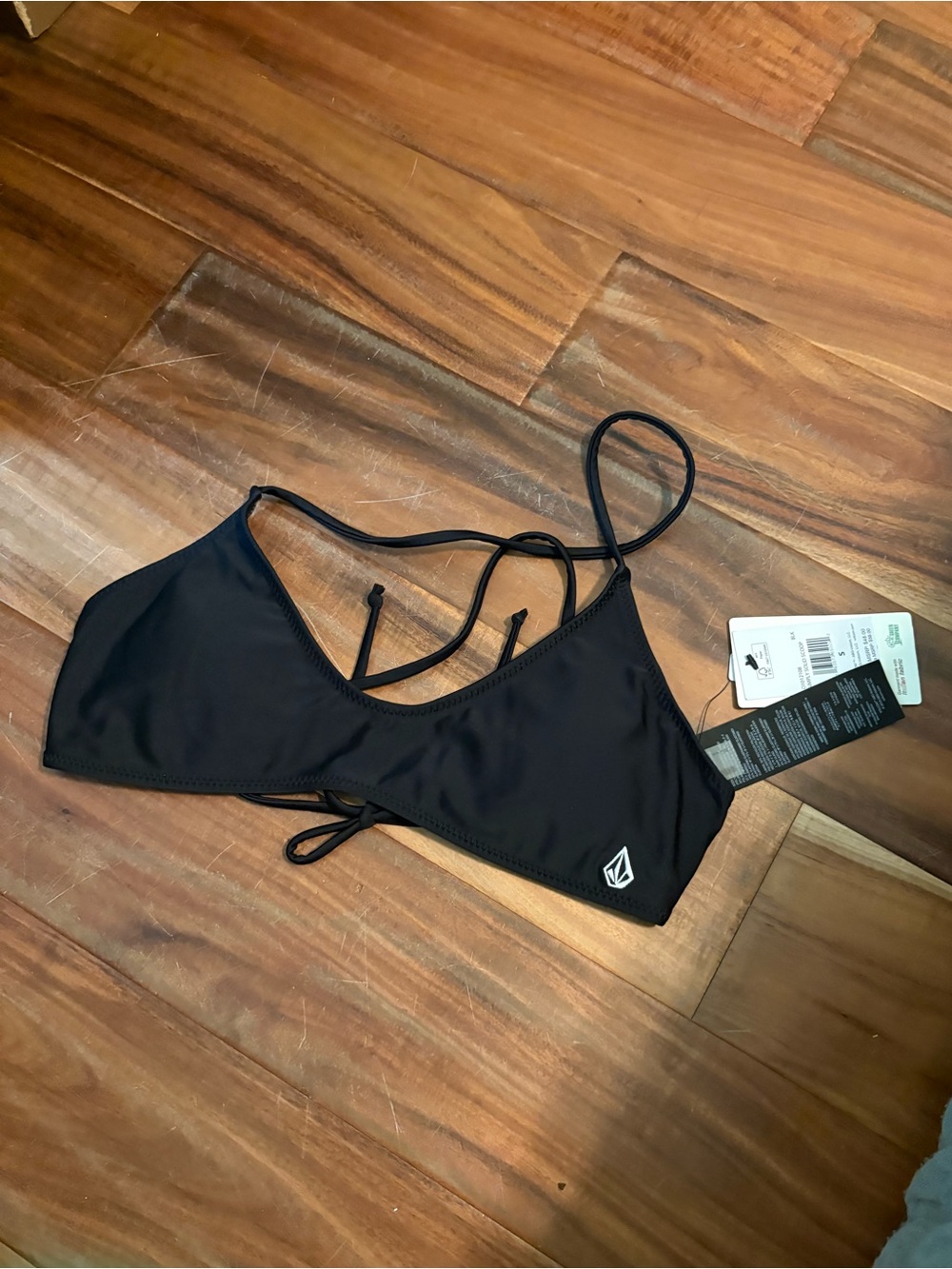 Volcom Simply Solid Scoop Bikini Top Black NWT Size S